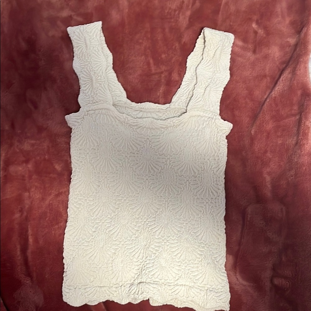 Free People Cream Textured Tank Top